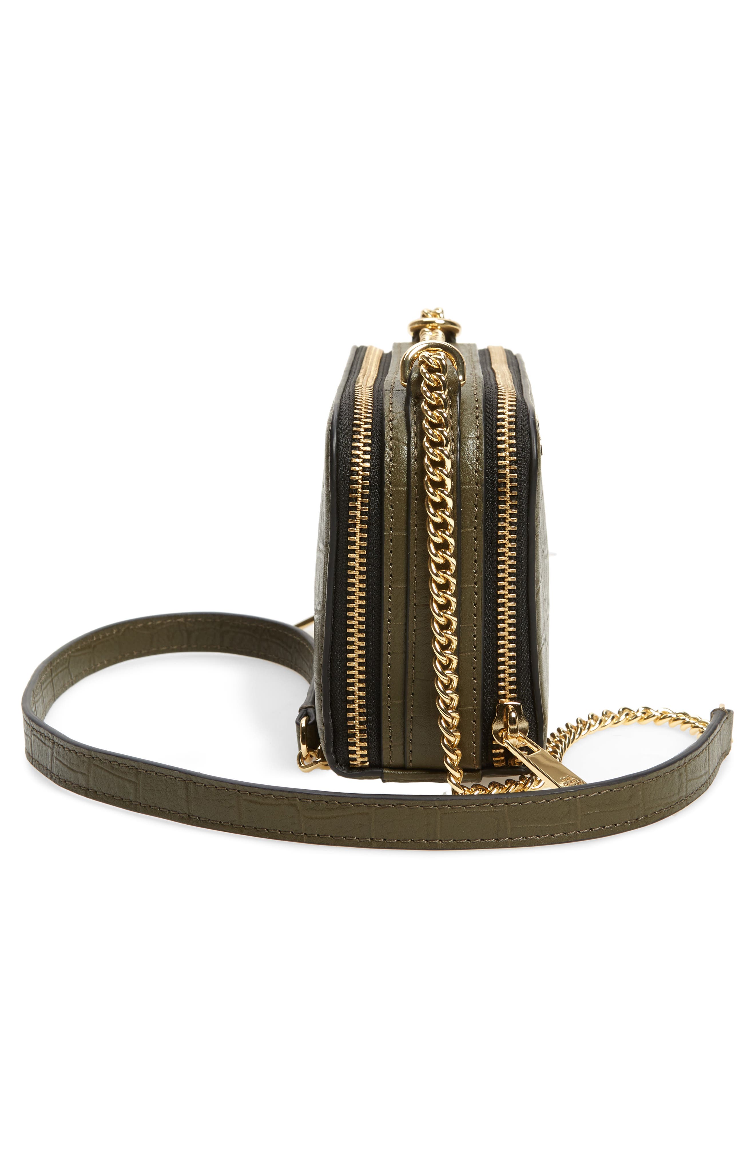 The Marc Jacobs The Croc Embossed Leather Crossbody Bag, Alternate, color, SPANISH MOSS