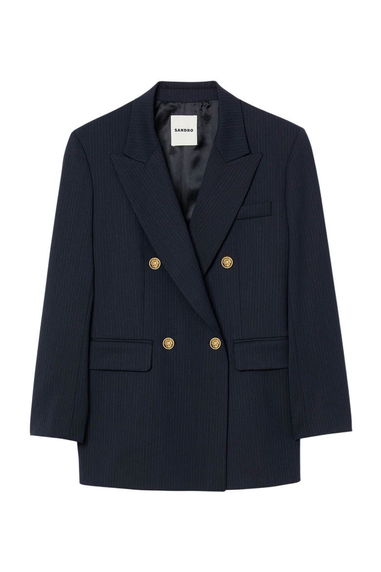 Pinstripe jacket, Alternate, color, Navy blue