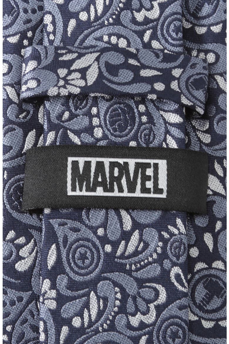 Avengers Silk Tie & Tie Bar Set, Alternate, color, NAVY