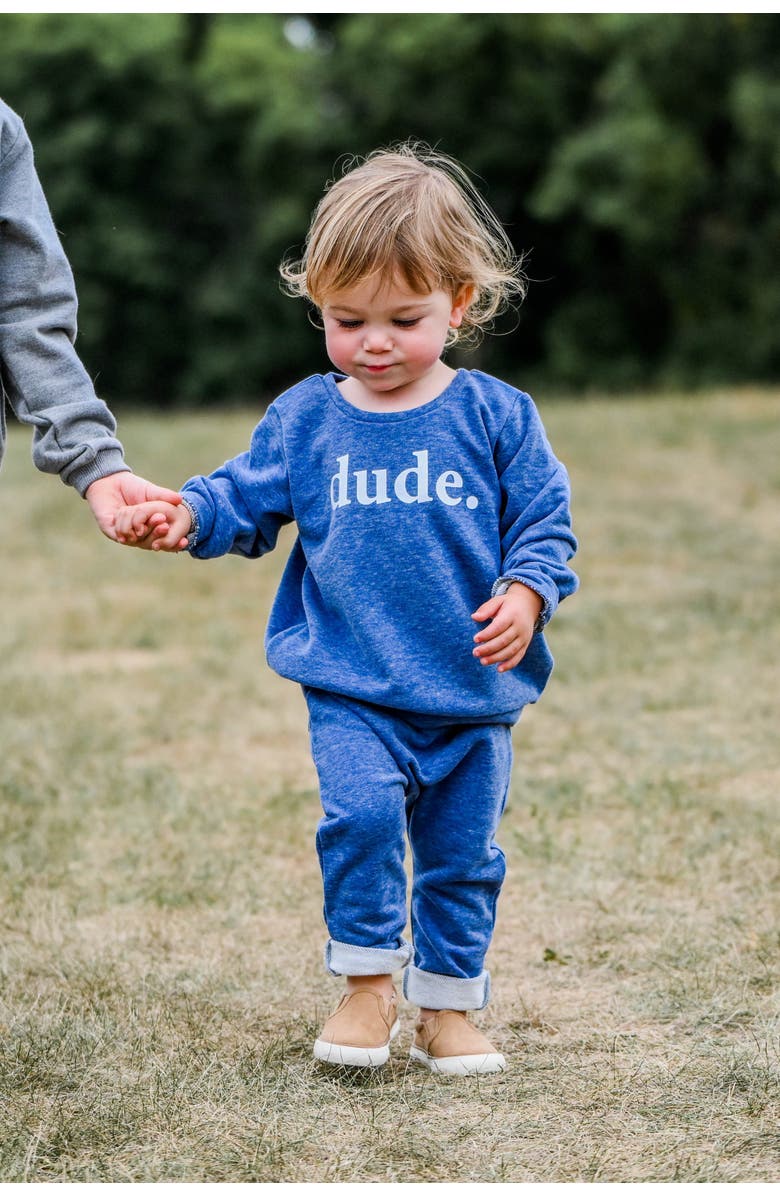 oh baby! Brooklyn Boxy "dude." white ink, Alternate, color, Denim