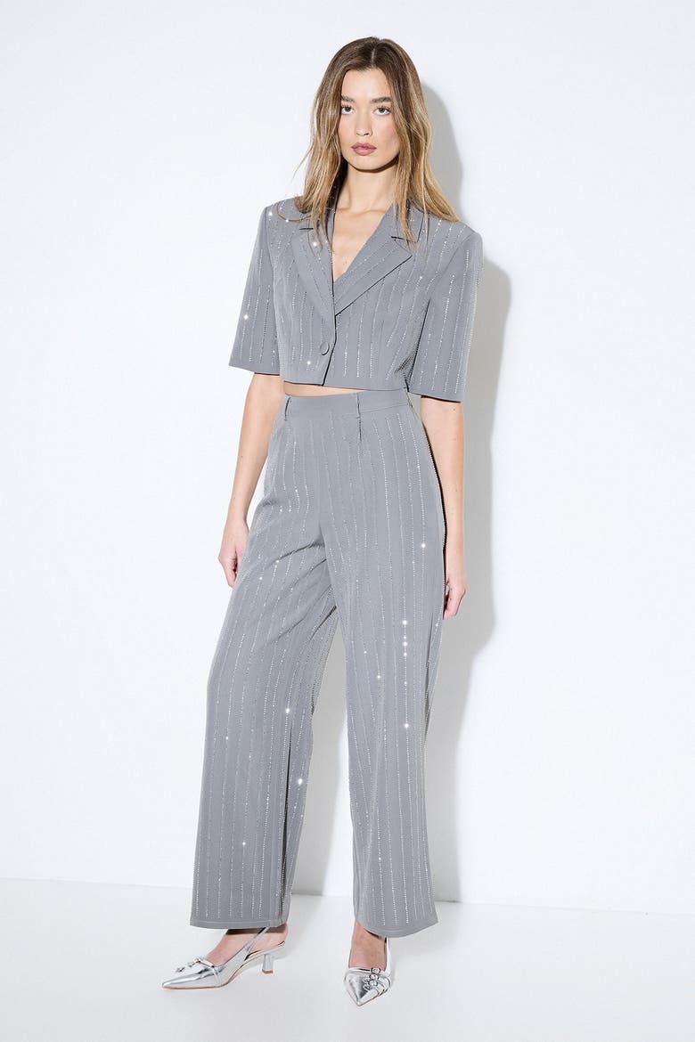 Premium Embellished Straight Leg Pants, Alternate, color, Grey