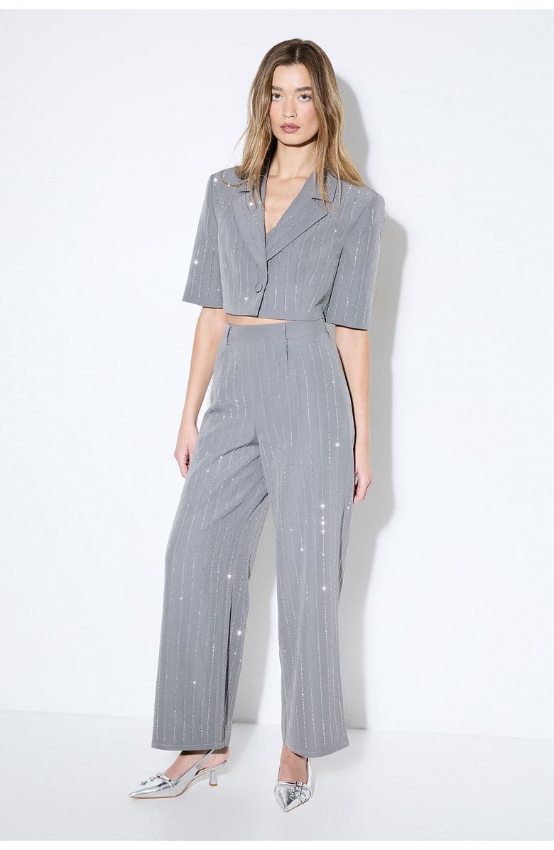 MissPap Premium Embellished Straight Leg Pants, Alternate, color, Grey