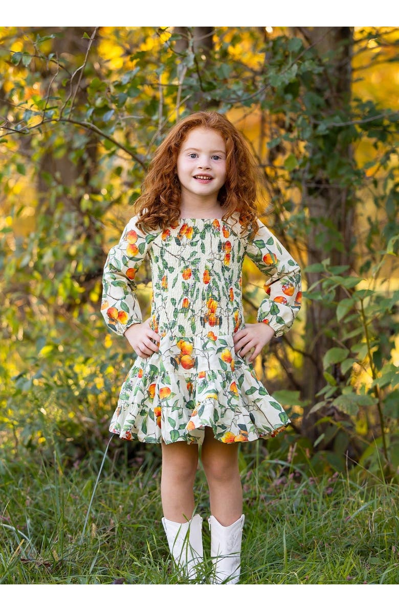 Mabel + Honey Clementine Smocked Long Sleeve Dress, Alternate, color, Orange