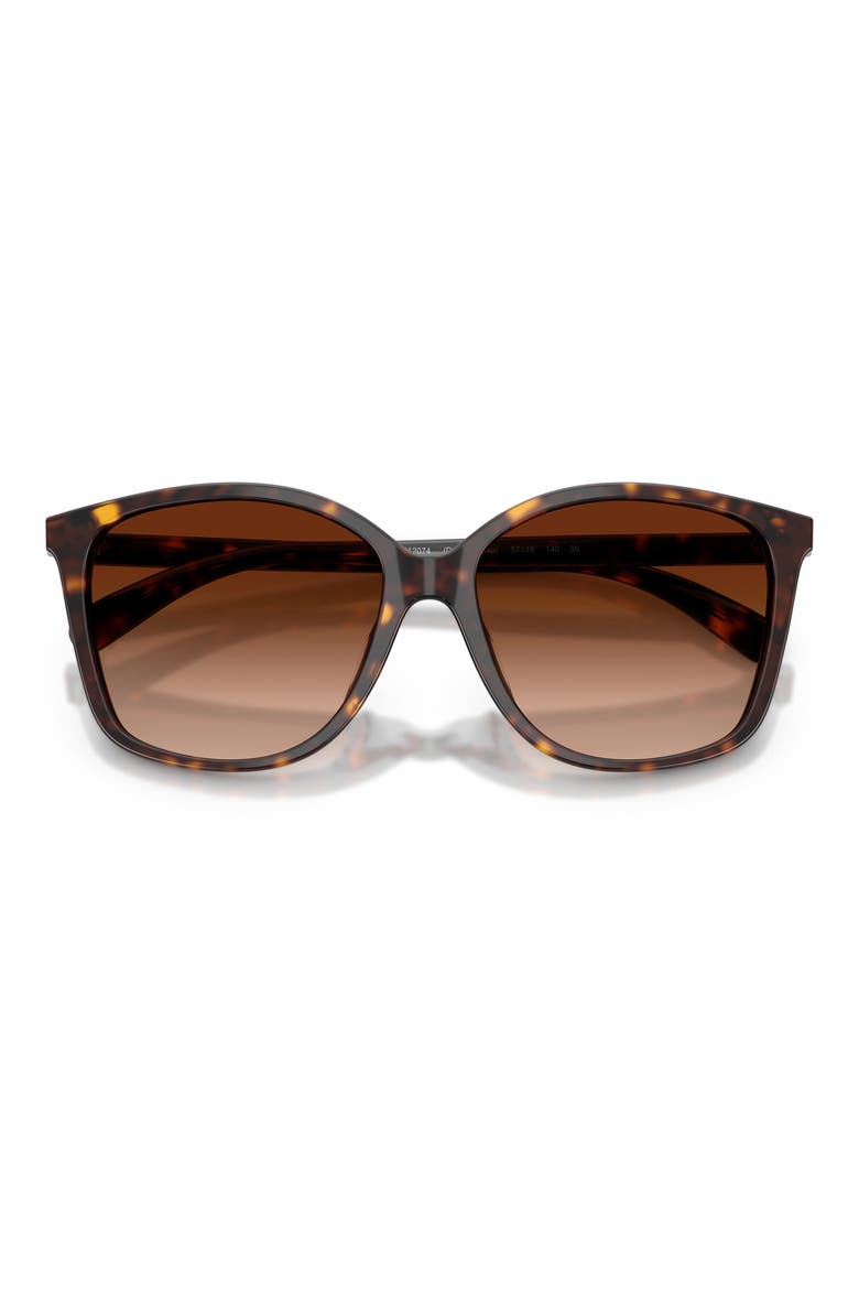 57mm Gradient Square Sunglasses, Alternate, color, DARK TORTOISE/ BROWN GRAD