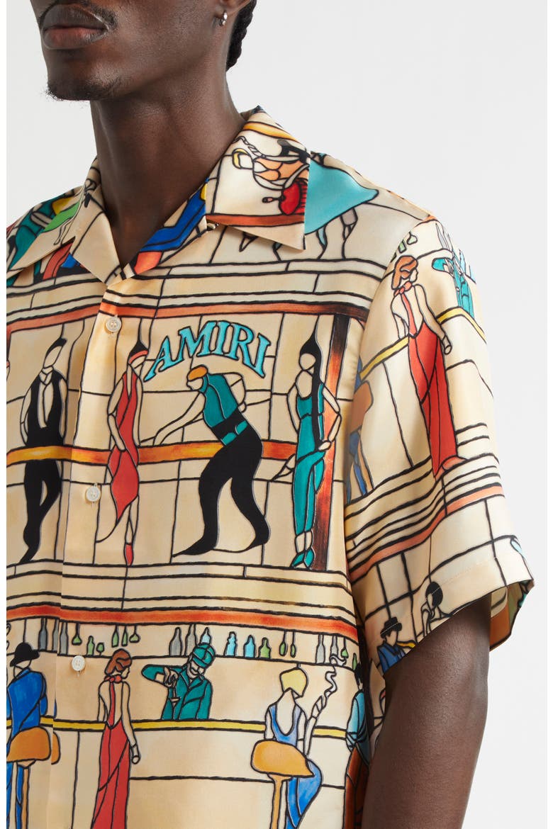 Pool Hall Print Camp Shirt, Alternate, color, SAND