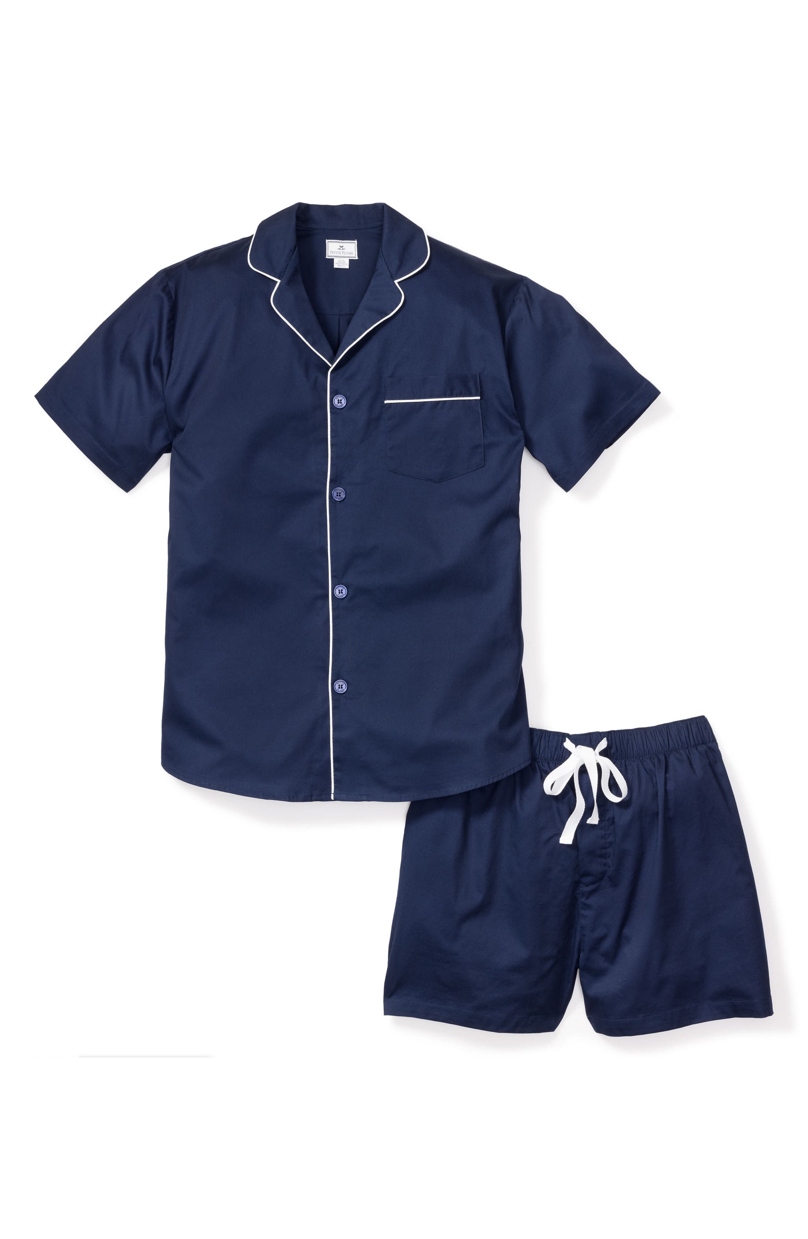 Petite Plume Cotton Short Pajamas in Navy 