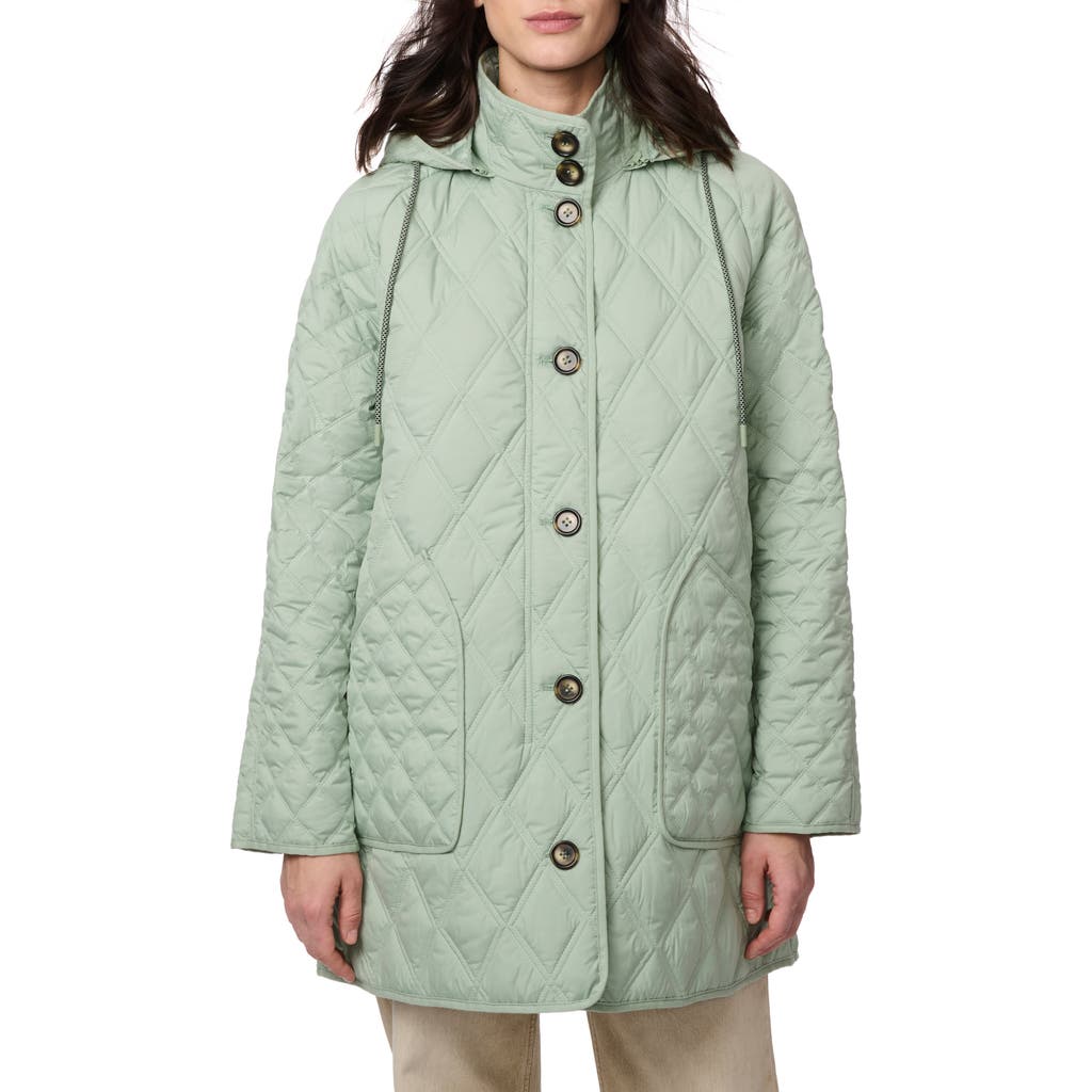 Bernardo Diamond Quilted Hooded Liner Jacket In Green