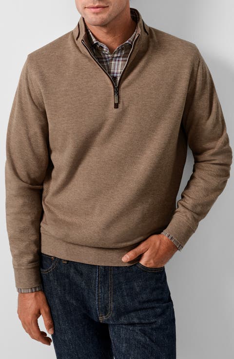 Smythson Cotton Blend Quarter Zip Sweater
