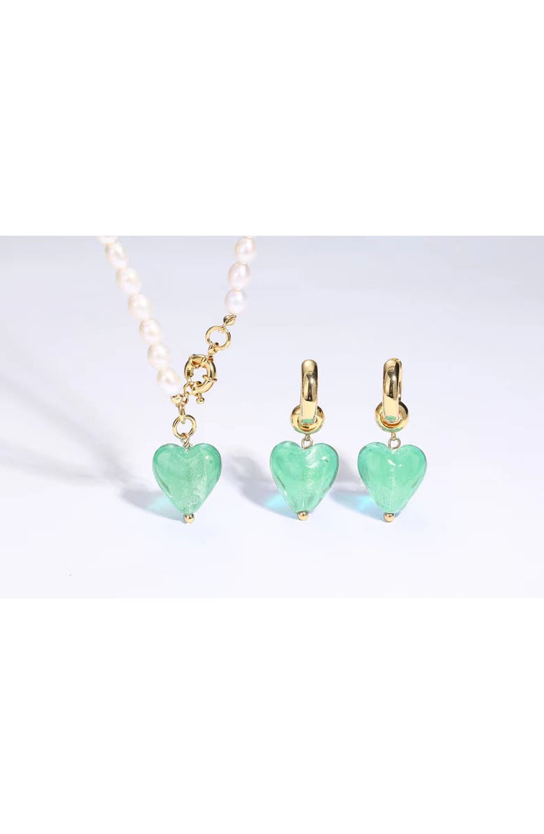 Classicharms Esmée Glaze Heart Pendant Baroque Pearl Necklace, Alternate, color, Lime Green