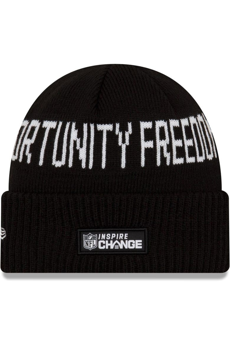 Men's New Era Black Tampa Bay Buccaneers Team Social Justice Cuffed Knit Hat, Alternate, color, Black