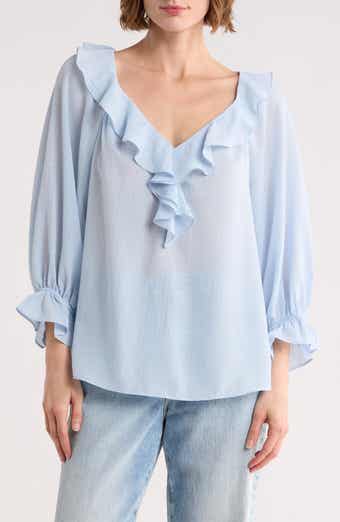 MAX STUDIO Ruffle V-Neck Top