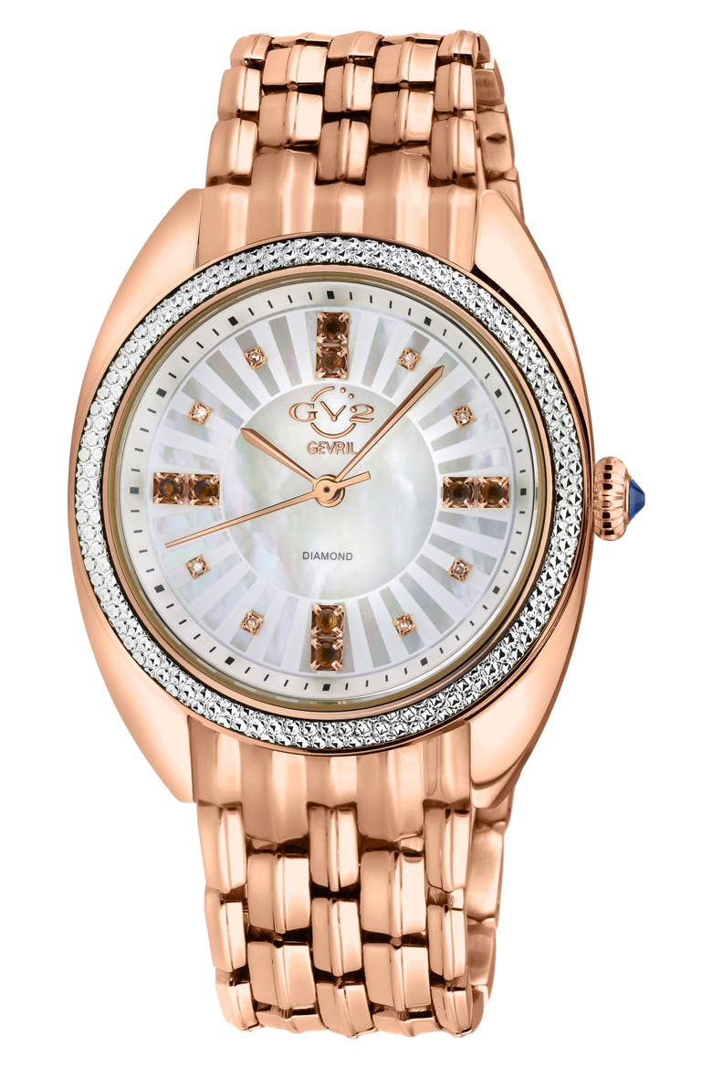 Palermo Gemstone Embellished Bracelet Watch, 35mm, Main, color, ROSE GOLD