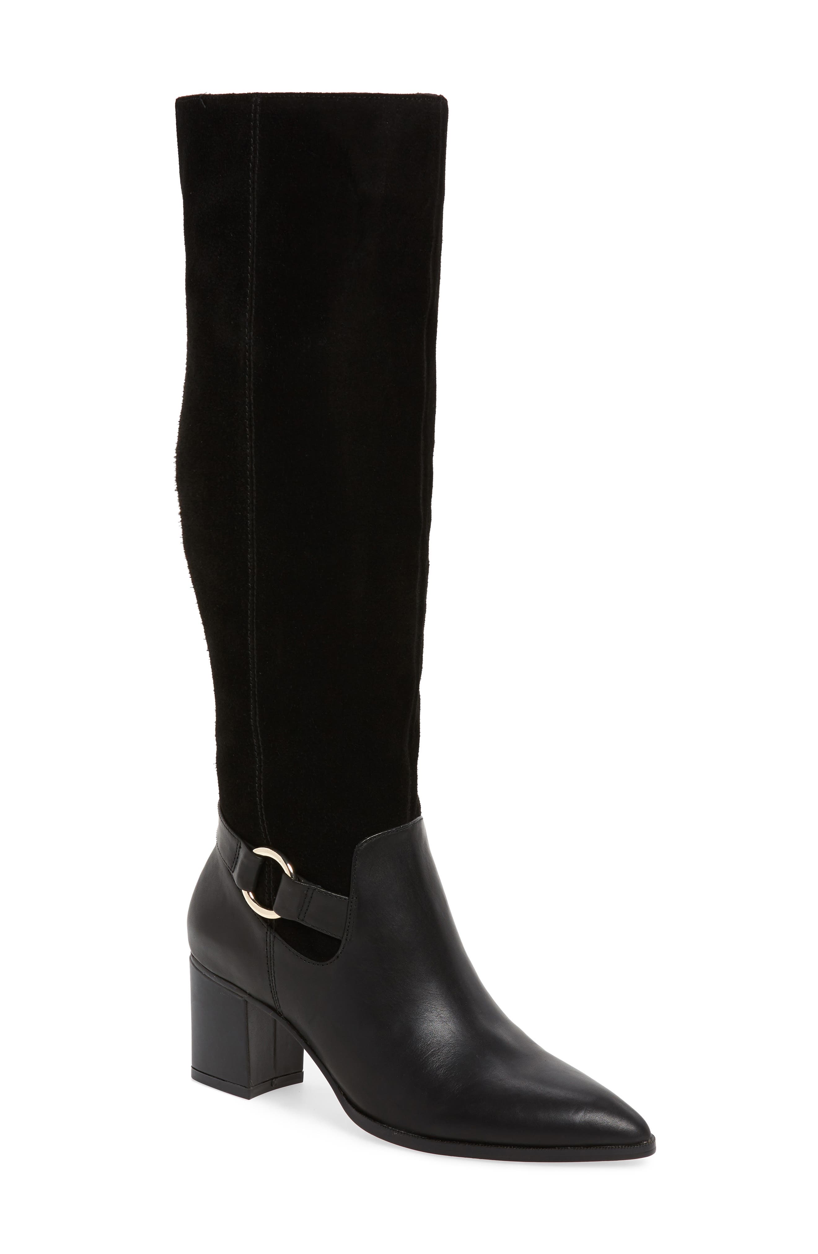 Daleena Knee High Boot, Main, color, BLACK SUEDE