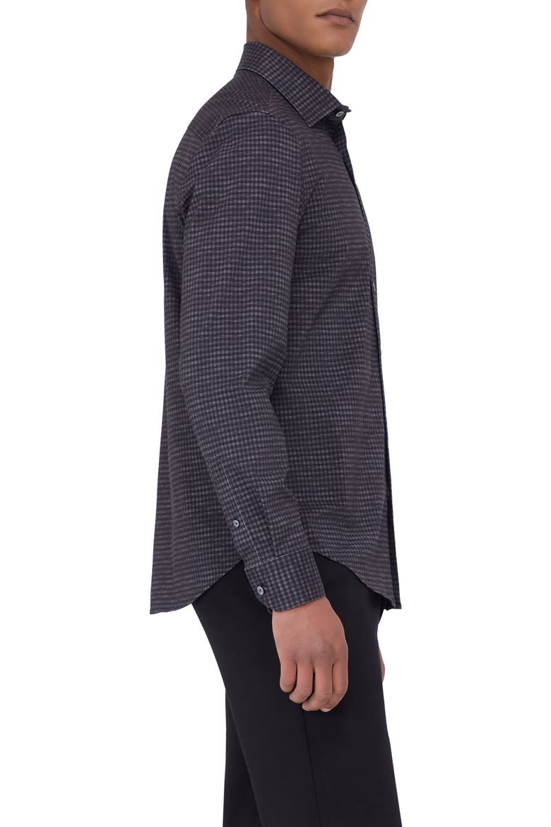 James OoohCotton® Microcheck Button-Up Shirt, Alternate, color, BLACK