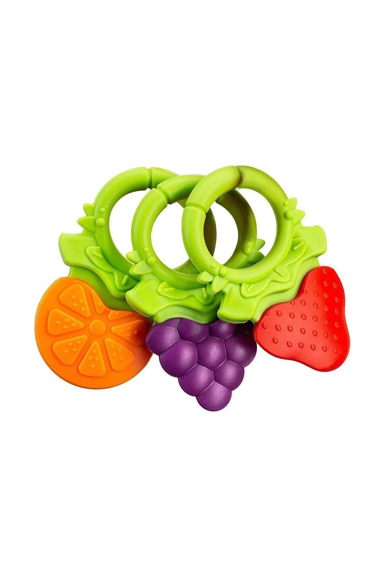 Textured Silicone Baby Teethers Fruit Shaped 3 Piece Set, Main, color, Fruits