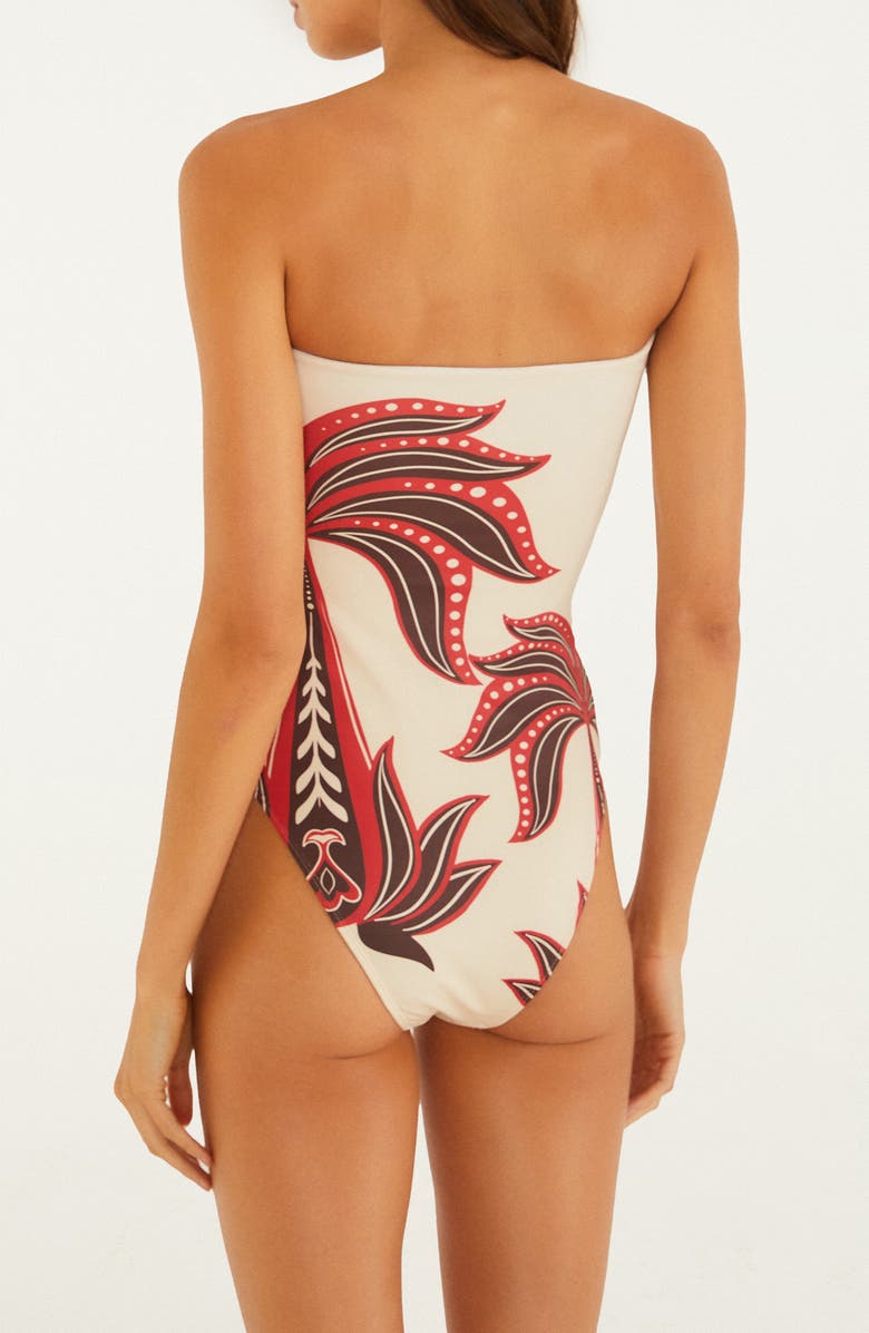 FARM Rio Ainika Garden Strapless One-Piece Swimsuit, Alternate, color, Red