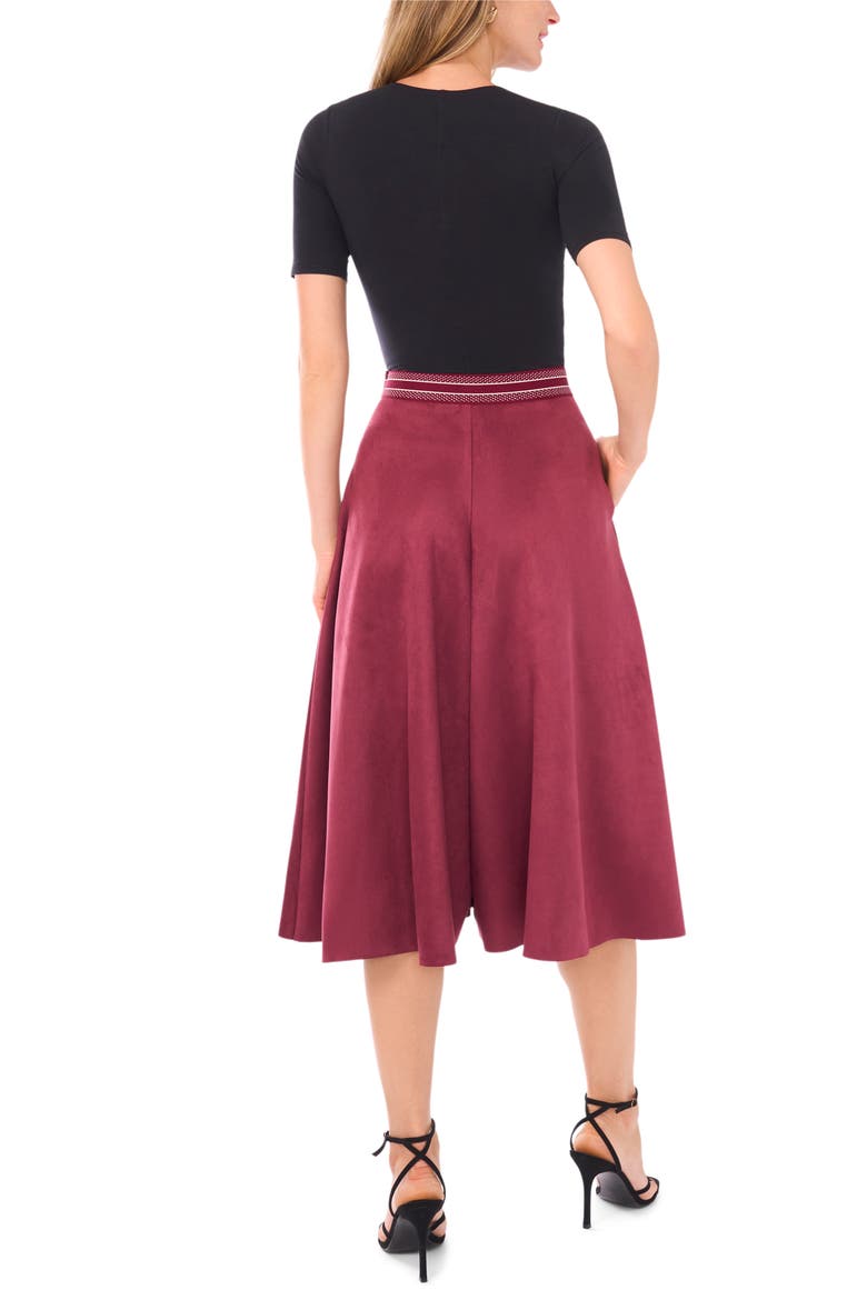 Faux Suede Wide Leg Culottes, Alternate, color, BURGUNDY