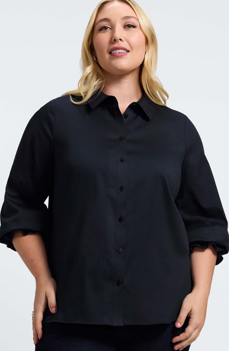 Foxcroft Avril Matte Sateen Button-Up Shirt, Alternate, color, Black