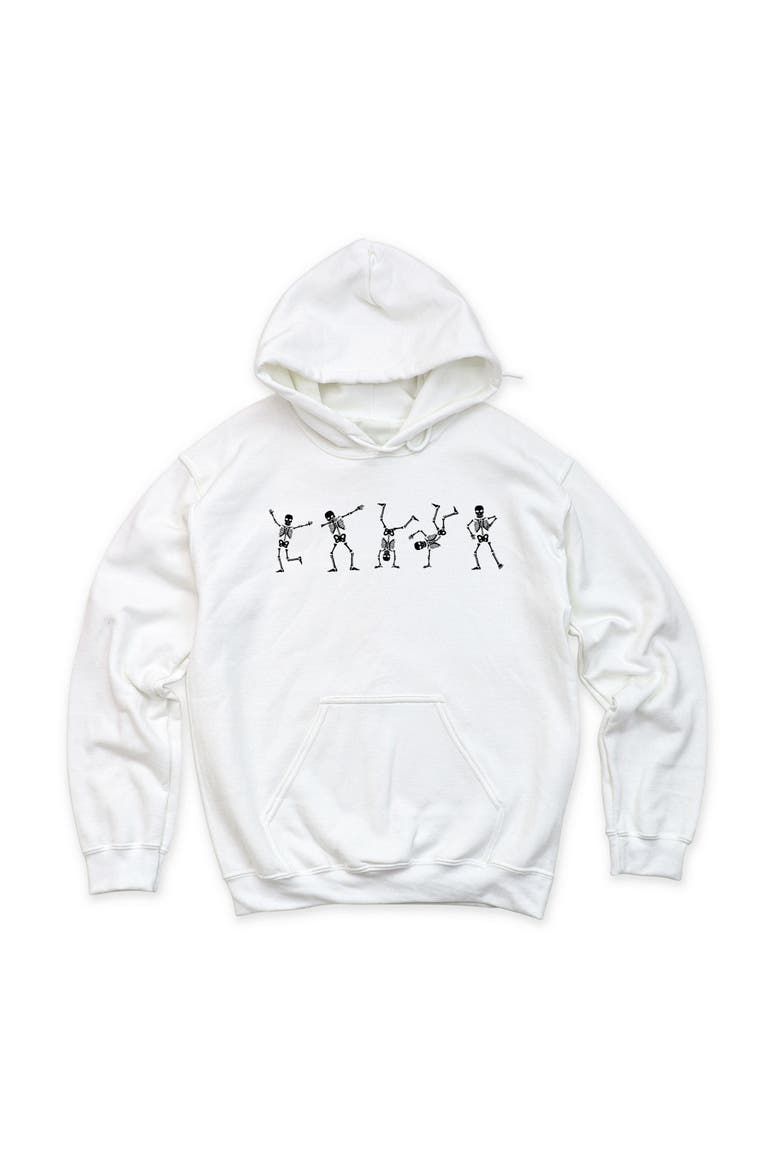 Dancing Skeleton Hoodie, Alternate, color, White