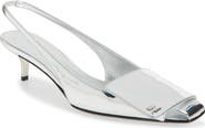 Courrèges Fold Mirror Kitten Heel Slingback Sandals