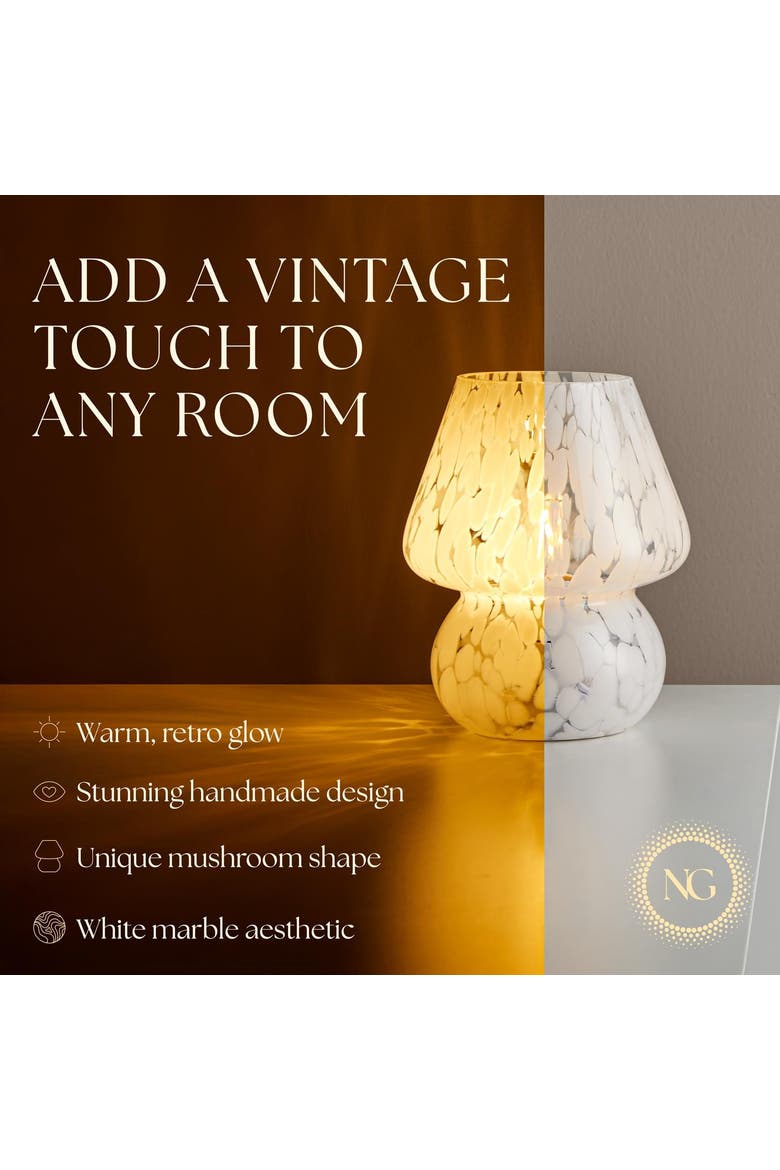 Mushroom LED Lamp,  Modern Dimmable E26 Socket, Alternate, color, White Marbled