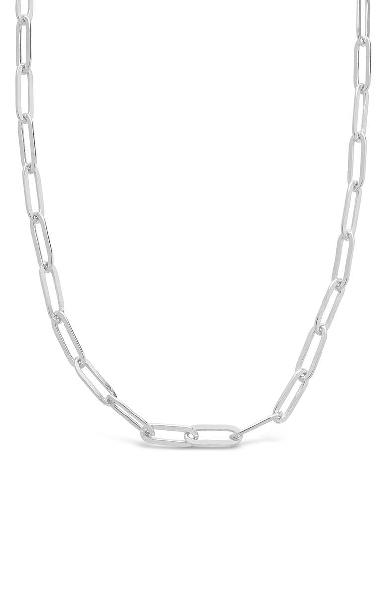 Sterling Forever 14K Gold Plated Small Link Necklace, Alternate, color, Silver