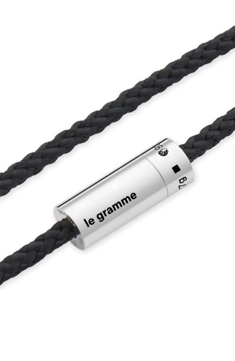 le gramme Men's 7G Polished Sterling Silver Black Rope Bracelet, Alternate, color, 