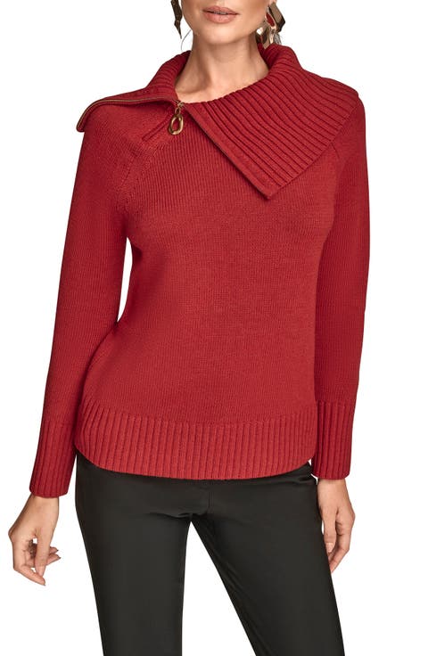 Asymmetric Zip Collar Sweater