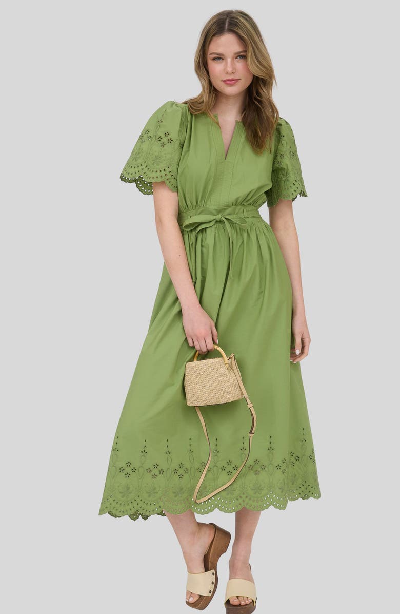 Blu Pepper Eyelet Tie Waist Maxi Dress, Alternate, color,