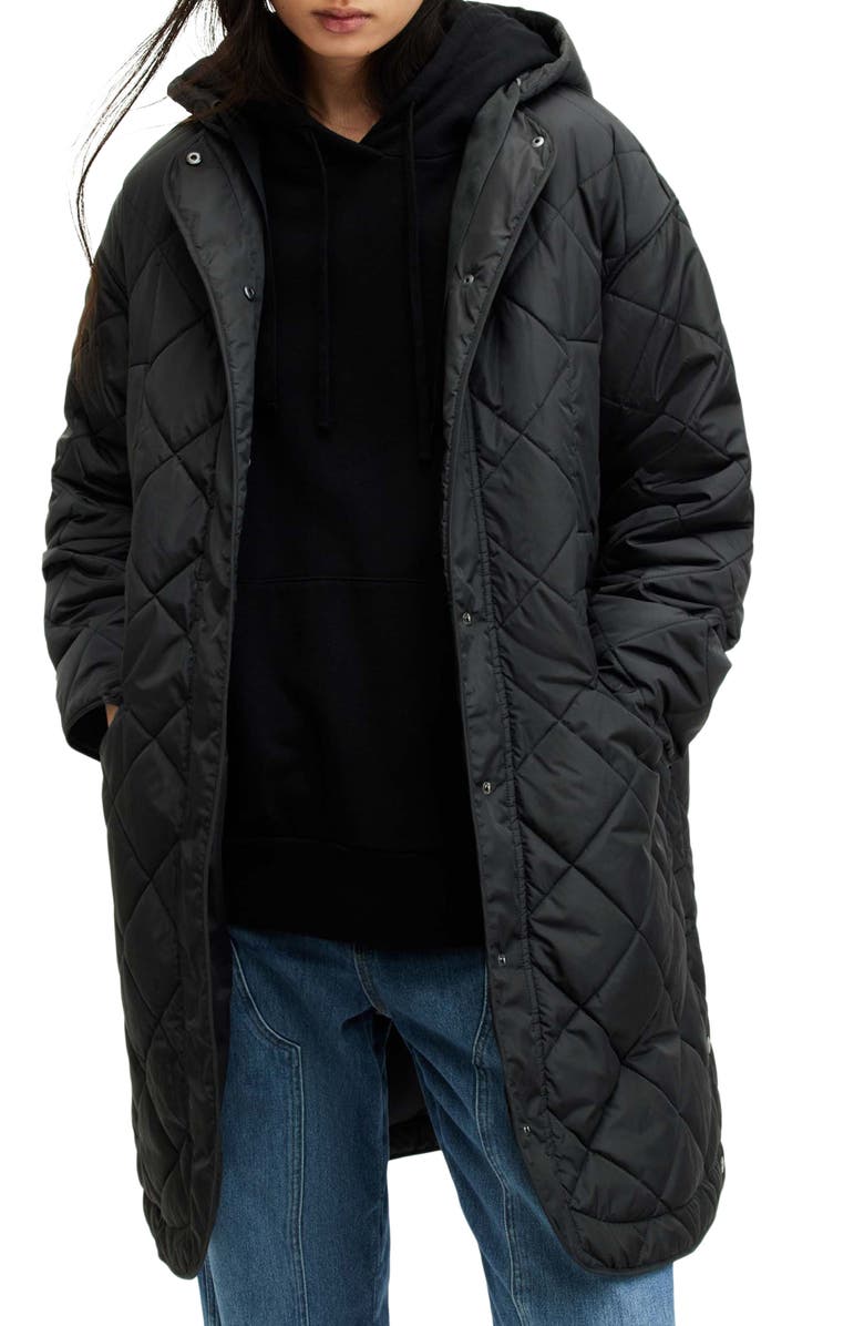 AllSaints Rina Relaxed Fit Quilted Liner Coat, Alternate, color,