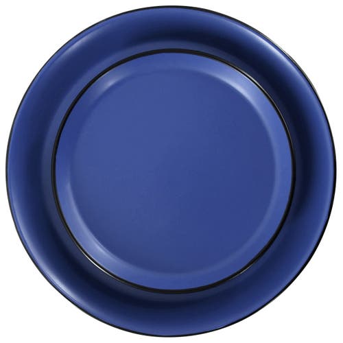 Elama Bacarra 16 Piece Stoneware Dinnerware Set In Two Tone Black And Blue In Black