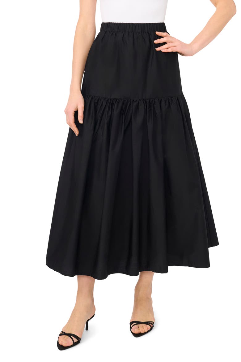 Tiered Cotton Maxi Skirt, Main, color, RICH BLACK