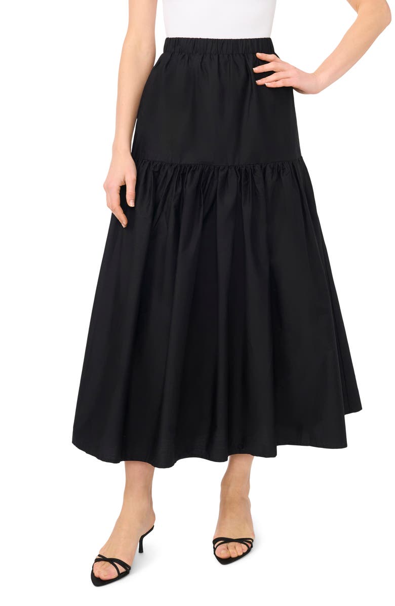 1.STATE Tiered Cotton Maxi Skirt, Main, color, Rich Black