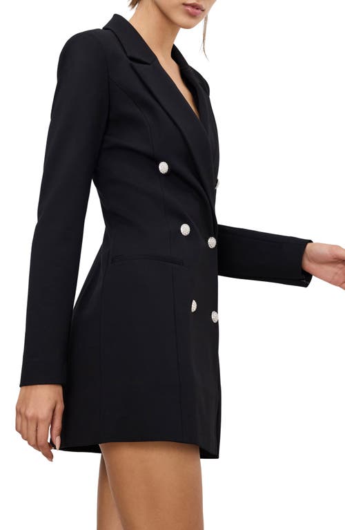 Good American Luxe Suiting Exec Long Sleeve Blazer Minidress In Black