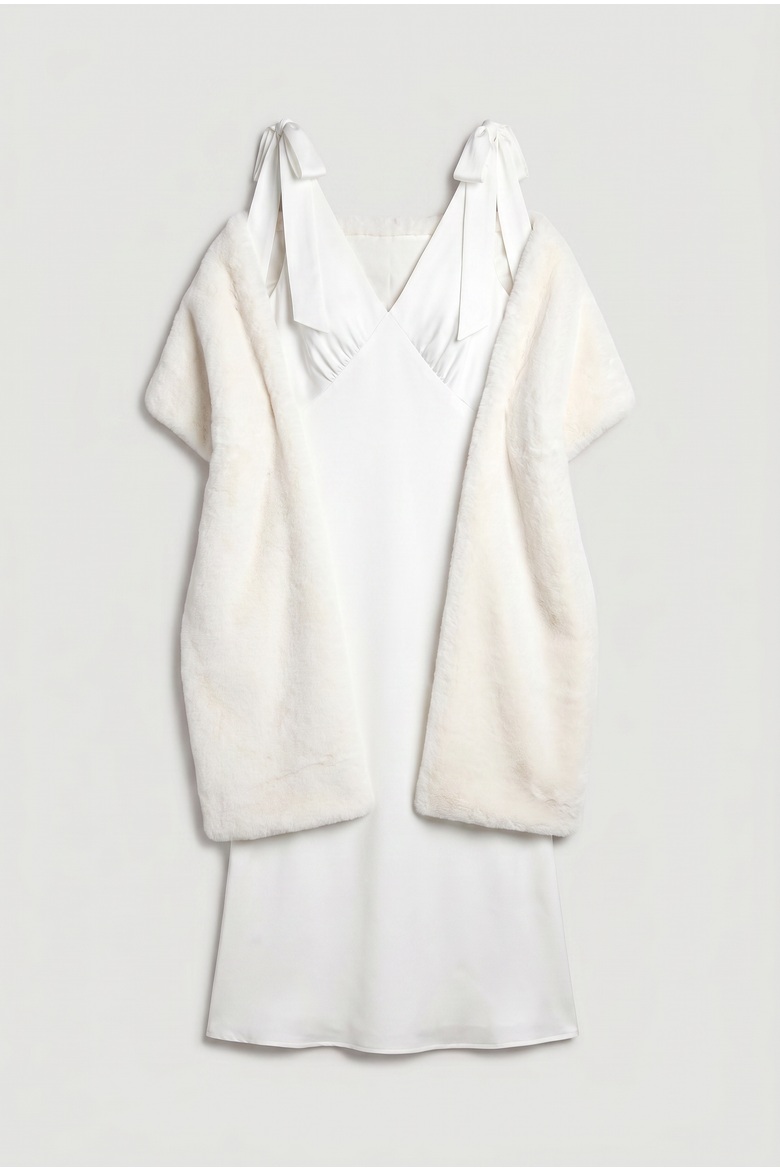 Faux Fur Shawl, Alternate, color, Ivory