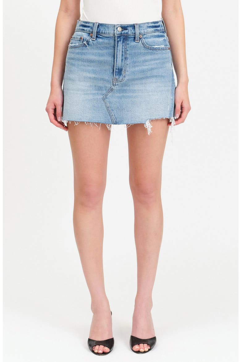 Malibu Distressed Cutoff Denim Miniskirt, Main, color, OBVIOUSLY VINTAGE