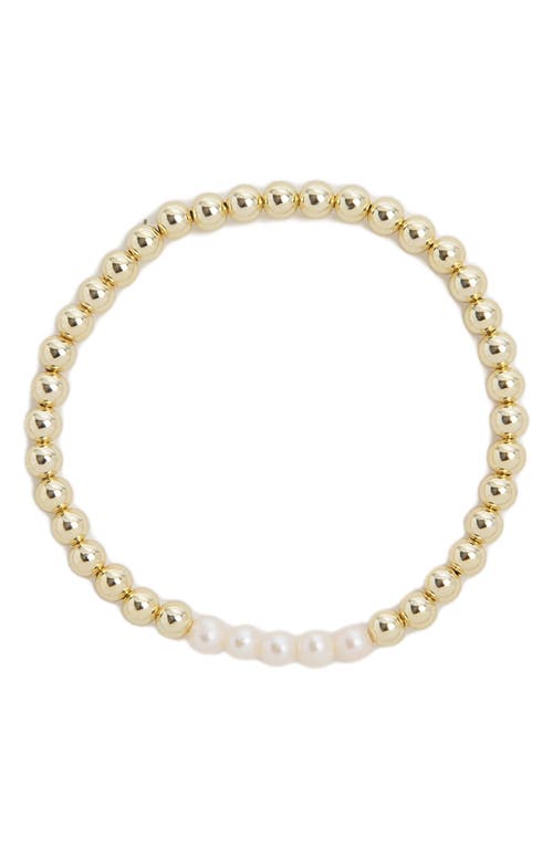 Argento Vivo Sterling Silver Cultured Pearl & Ball Bead Bracelet In Gold