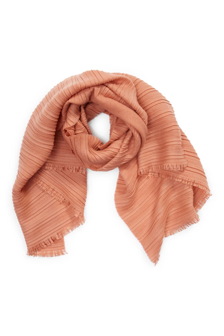Plissé Cashmere Scarf, Alternate, color, PINK DAWN