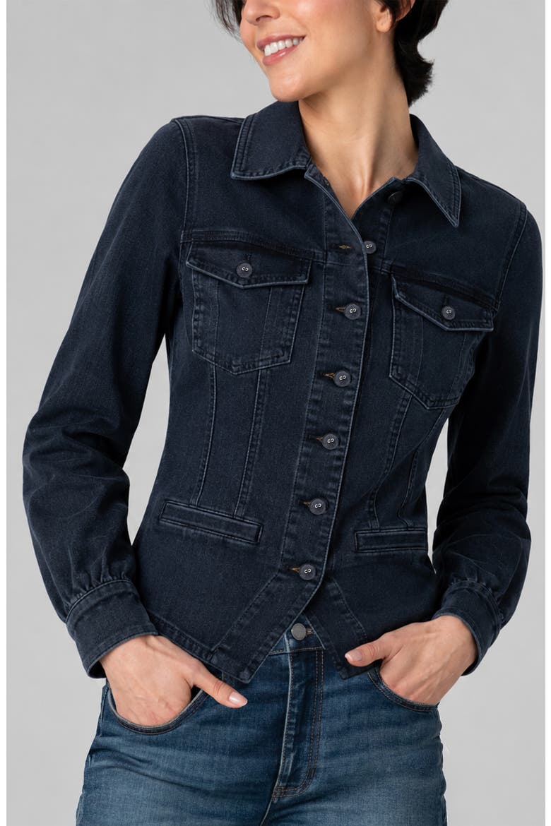 Fitted Patch Pocket Denim Jacket, Main, color, RAVEN WING