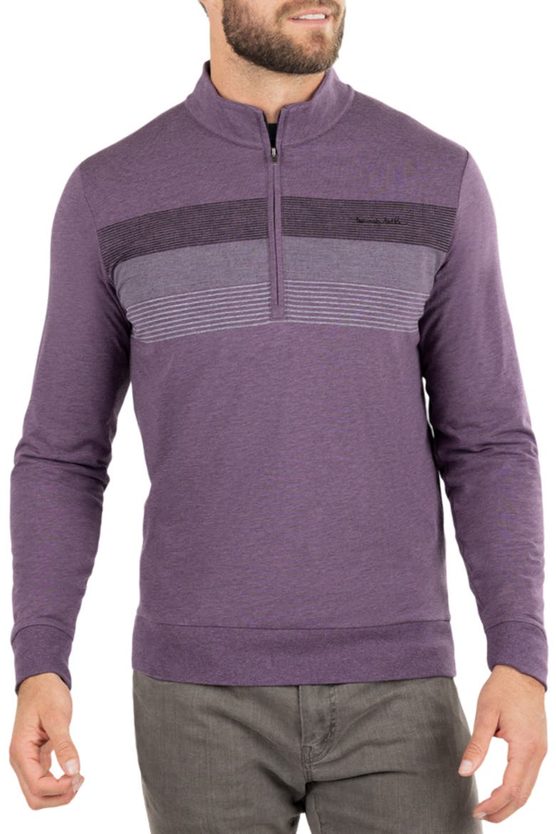 Pioneer Stretch Cotton Blend Half Zip Pullover, Main, color, HEATHER SWEET GRAPE