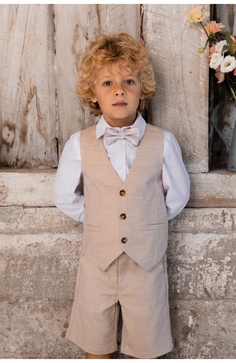 Deux par Deux Little Boy's Slant Pocket Bermuda Shorts Light Taupe, Alternate, color, Light Taupe