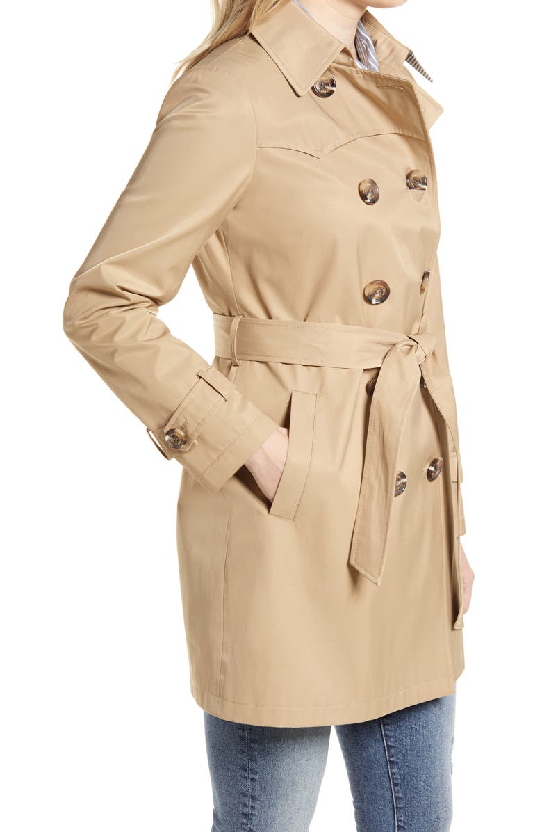Sam Edelman Water Repellent Hooded Trench Coat, Alternate, color, 