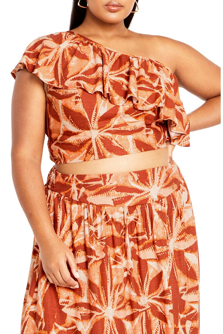 Runaway Ruffle One-Shoulder Crop Top, Main, color, RUNAWAY