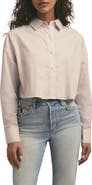 Favorite Daughter The Crop Stripe Cotton Button-Up Shirt