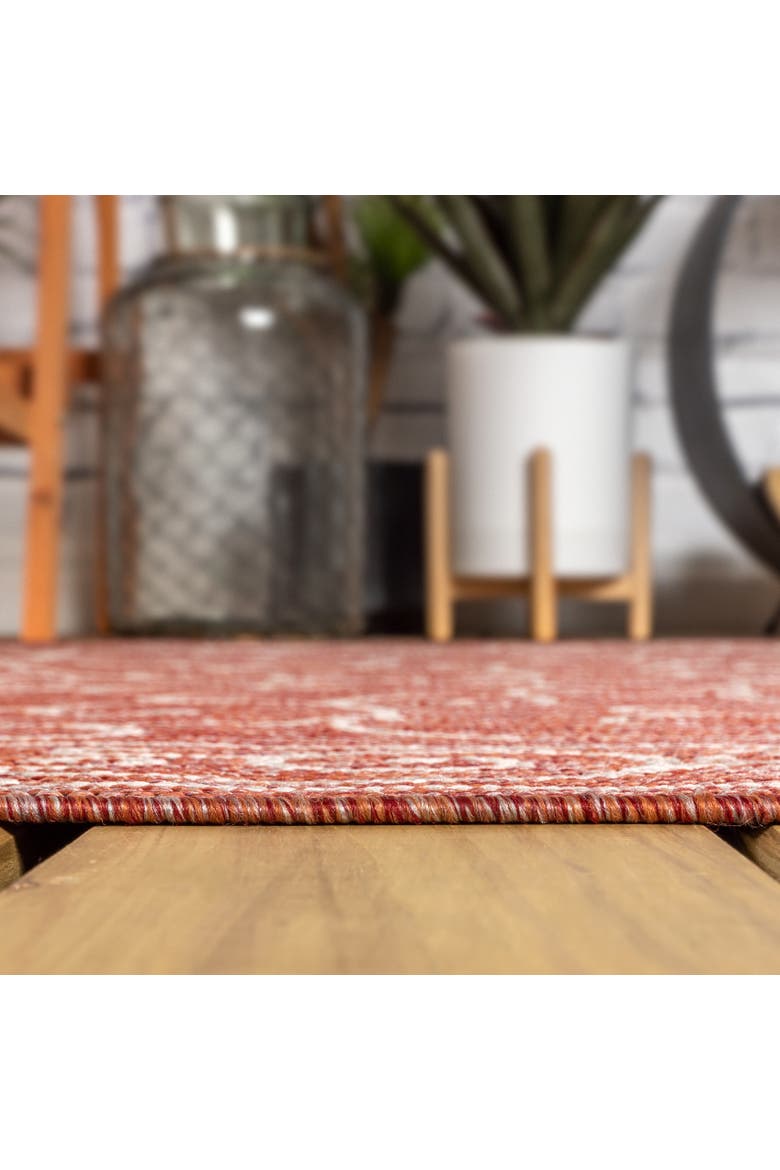 Charleston Vintage Filigree Textured Weave Octagon Indoor/Outdoor Area Rug, Alternate, color, Red/Beige