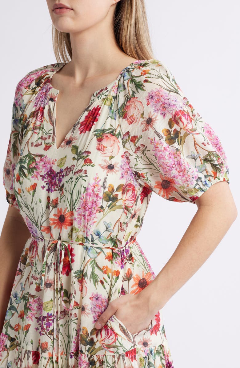 Julia Jordan Floral Puff Sleeve Midi Dress, Alternate, color, 
