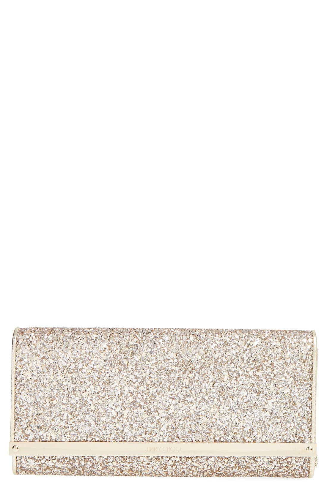 Jimmy Choo 'Milla' Glitter Clutch, Main, color, 