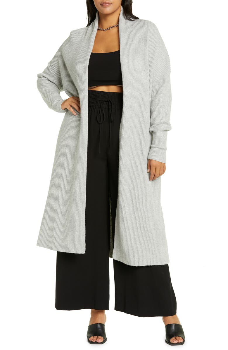 Open Edit Rib Open Front Long Cardigan, Main, color,