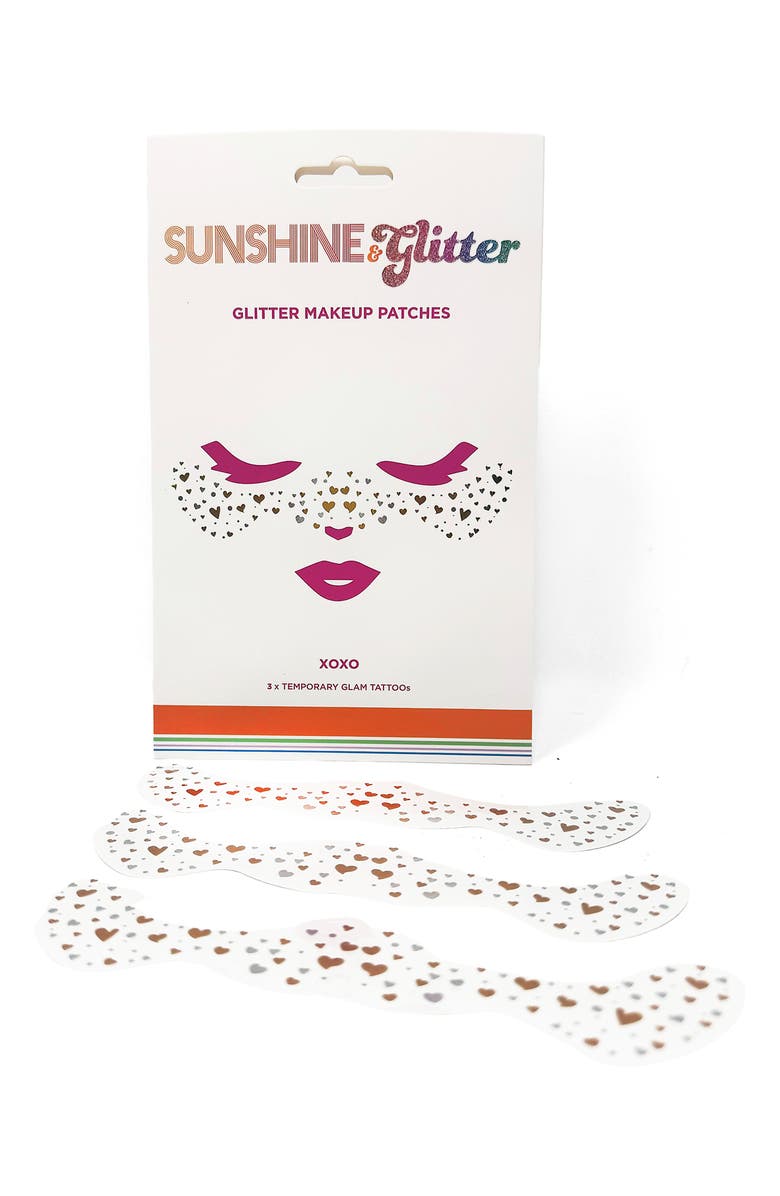 Sunshine & Glitter Kids' XOXO Temporary Tattoos, Main, color, Gold