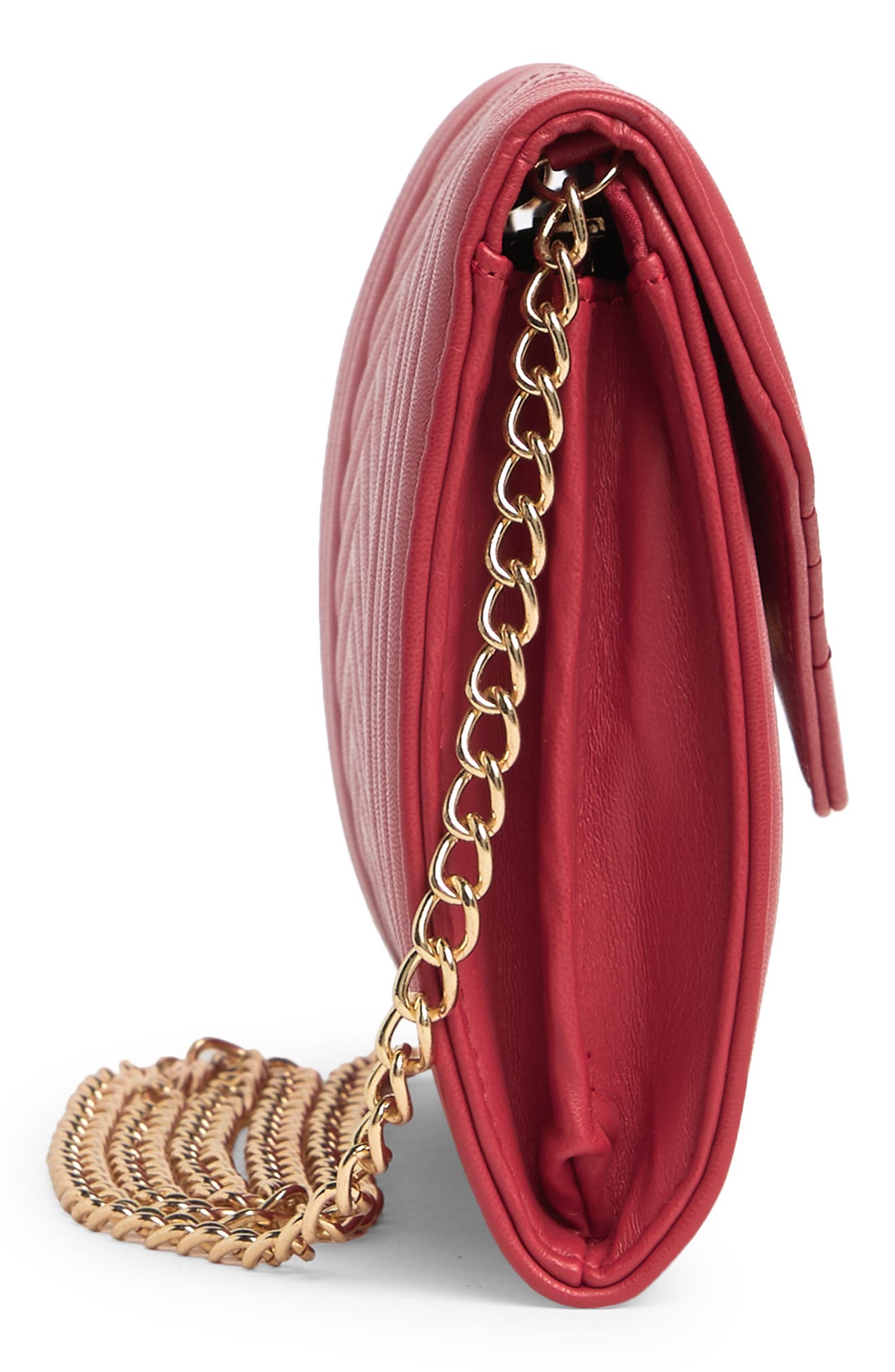 Chevron Quilted Crossbody Bag, Alternate, color, RED